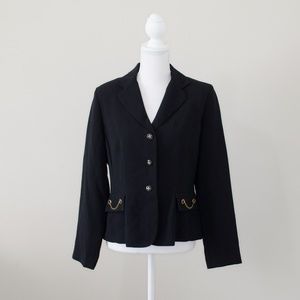 Kim Rogers Black Blazer with Gold Chain Size 8